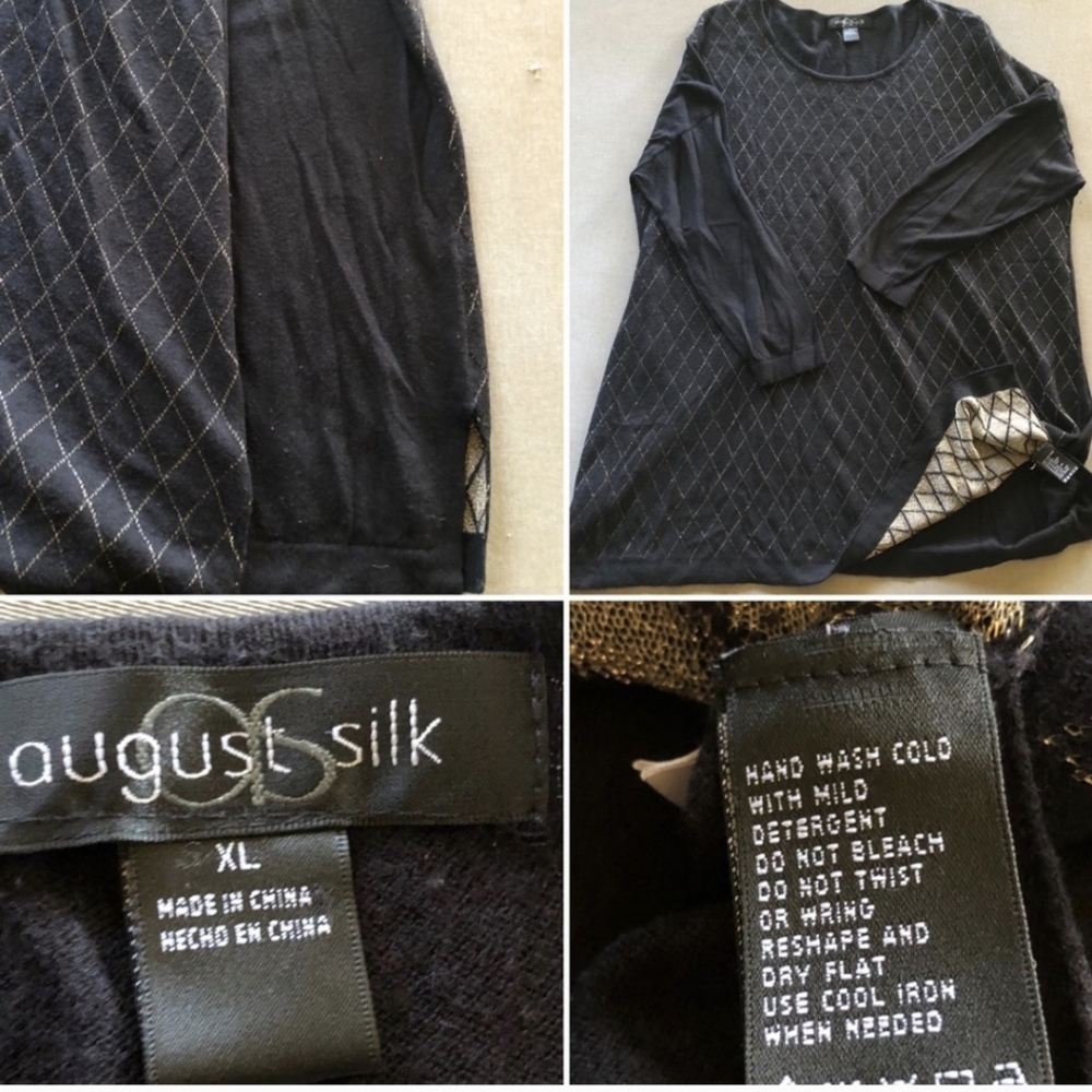 August Silk Black Long Sleeve Top